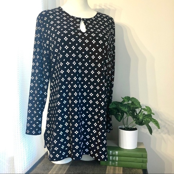 Lauren Ralph Lauren Navy Print Tunic XL GUC - Picture 1 of 8